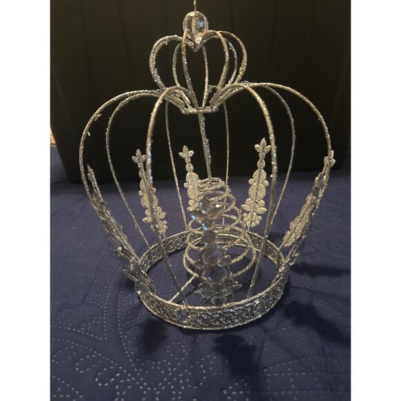 GUC Silver Glittery Crown Tree Topper Princess Bling 11" x 6" - Picture 1 of 3